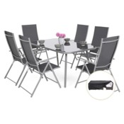 Meble ogrodowe metalowe Casablanca 145 cm Silver / Grey 6+1 + Pokrowiec na meble ogrodowe 150 x 200 x 70 cm czarny