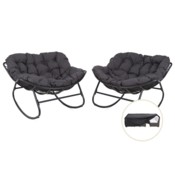 Zestaw foteli bujanych Bari Grey / Grey Melange + Pokrowiec na meble ogrodowe 280 x 230 x 80 cm czarny