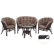Meble ogrodowe rattanowe Bahama Brown / Cappuccino 3+1 + Pokrowiec na meble ogrodowe 150 x 200 x 70 cm czarny