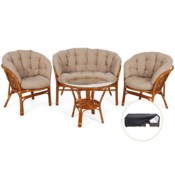 Meble ogrodowe rattanowe Bahama Orange / Latte 3+1 + Pokrowiec na meble ogrodowe 150 x 200 x 70 cm czarny