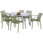Meble ogrodowe Casablanca 145 cm Silver / Grey + Lomi Green 6+1