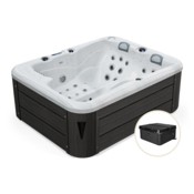 Wanna ogrodowa z hydromasażem Aquess Zenya 2201 3-osobowa + Podnośnik pokrywy Aquess PRO do wanny ogrodowej