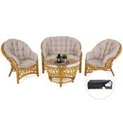 Meble ogrodowe rattanowe Diego Honey / Cream 3+1 + Pokrowiec na meble ogrodowe 150 x 200 x 70 cm czarny