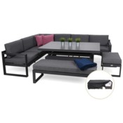 Narożne meble ogrodowe aluminiowe Neapol Grey / Grey Melange + Pokrowiec na meble ogrodowe 280 x 230 x 80 cm czarny