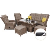 Meble ogrodowe technorattanowe Memfis Ginger / Brown Melange + Pokrowiec na meble ogrodowe 280 x 230 x 80 cm czarny