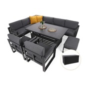 Narożne meble ogrodowe aluminiowe Neapol Comfort Grey / Grey Melange + Skrzynia ogrodowa wzmocniona Orebro 984 l Black