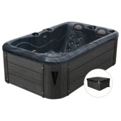 Wanna ogrodowa z hydromasażem Aquess Zenya 1201 3-osobowa Dark Stone / Grey + Podnośnik pokrywy Aquess PRO do wanny ogrodowej