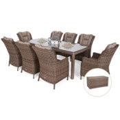 Meble ogrodowe technorattanowe Bristol 230 cm Ginger / Brown Melange 8+1 + Skrzynia ogrodowa Lorca Ginger