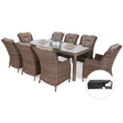 Meble ogrodowe technorattanowe Bristol 230 cm Ginger / Brown Melange 8+1 + Pokrowiec na meble ogrodowe 180 x 300 x 70 cm czarny