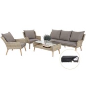 Meble ogrodowe technorattanowe Almeria Beige / Beige Melange + Pokrowiec na meble ogrodowe 280 x 230 x 80 cm czarny