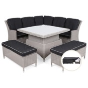 Narożny zestaw mebli ogrodowych Termoli White / Grey + Pokrowiec na meble ogrodowe 280 x 230 x 80 cm czarny