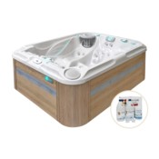 Wanna ogrodowa z hydromasażem Aquess Soulmate 3202 3-osobowa Sterling White / OAK + Zestaw do wanny Aqua Pure Water Care