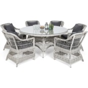 Meble ogrodowe technorattanowe Sycylia Round 150 cm Light Grey / Grey Melange 6+1