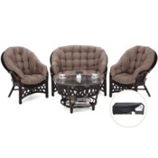 Meble ogrodowe rattanowe Diego Brown / Cappuccino 3+1 + Pokrowiec na meble ogrodowe 150 x 200 x 70 cm czarny