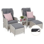 Meble ogrodowe technorattanowe Sofia White / Grey + Pokrowiec na meble ogrodowe 150 x 200 x 70 cm czarny