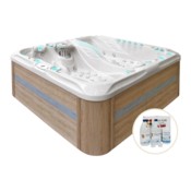 Wanna ogrodowa z hydromasażem Aquess Euphoria 7203 4-osobowa Sterling White / OAK + Zestaw do wanny Aqua Pure Water Care