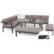Narożne meble ogrodowe aluminiowe Galapagos Grey / Taupe + Pokrowiec na meble ogrodowe 280 x 230 x 80 cm czarny