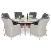 Meble ogrodowe technorattanowe Bristol Round Elegant 150 cm White / Grey 6+1