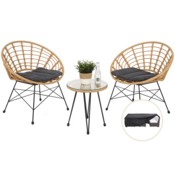 Meble ogrodowe technorattanowe Zanzibar Beige / Grey + Pokrowiec na meble ogrodowe 105 x 105 x 80 cm czarny