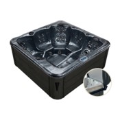 Wanna ogrodowa z hydromasażem Aquess Zenya 7102 6-osobowa Dark Stone / Grey + Podnośnik pokrywy do wanny ogrodowej Aquess