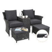 Sofa ogrodowa Milos Plus Grey / Grey Melange + Pokrowiec na meble ogrodowe 180 x 300 x 70 cm czarny