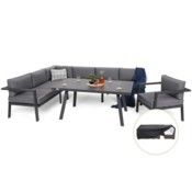 Narożne meble ogrodowe aluminiowe Miami Grey / Window Grey + Pokrowiec na meble ogrodowe 280 x 230 x 80 cm czarny