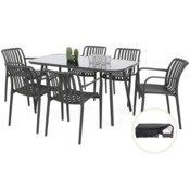 Meble ogrodowe Casablanca 145 cm Grey / Black + Lomi Grey 6+1 + Pokrowiec na meble ogrodowe 150 x 200 x 70 cm czarny