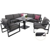 Narożne meble ogrodowe aluminiowe Sorrento Comfort Grey / Grey Melange + Pokrowiec na meble ogrodowe 280 x 230 x 80 cm czarny