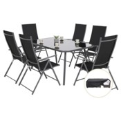 Meble ogrodowe metalowe Casablanca 145 cm Grey / Black 6+1 + Pokrowiec na meble ogrodowe 150 x 200 x 70 cm czarny