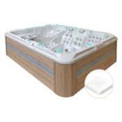Wanna ogrodowa z hydromasażem Aquess Ecstatic 8203 7-osobowa Sterling White / OAK + Moduł zdalnego sterowania do wanny ogrodowej Aquess