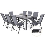 Meble ogrodowe aluminiowe Ibiza 185 cm Grey / Window Grey 8+1 + Pokrowiec na meble ogrodowe 150 x 250 x 60 cm czarny