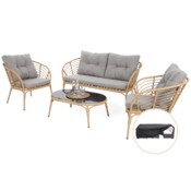 Meble ogrodowe technorattanowe Toskania Beige / Light Grey + Pokrowiec na meble ogrodowe 180 x 300 x 70 cm czarny