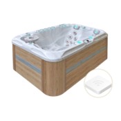 Wanna ogrodowa z hydromasażem Aquess Sensation 6102 3-osobowa Sterling White / OAK + Moduł zdalnego sterowania do wanny ogrodowej Aquess