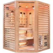 Sauna hybrydowa narożna Nordum Combi 3-osobowa brązowa