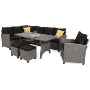 Narożne meble ogrodowe technorattanowe Lagos Muddy Grey / Black Melange