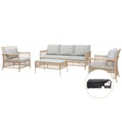 Meble ogrodowe technorattanowe Sycylia Beige / Beige + Pokrowiec na meble ogrodowe 280 x 230 x 80 cm czarny