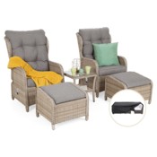 Meble ogrodowe technorattanowe Sofia Beige / Beige Melange + Pokrowiec na meble ogrodowe 150 x 200 x 70 cm czarny