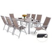 Meble ogrodowe aluminiowe Ibiza 185 cm Silver / Taupe 8+1 + Pokrowiec na meble ogrodowe 150 x 250 x 60 cm czarny