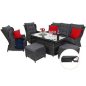 Meble ogrodowe technorattanowe Memfis Grey / Grey Melange + Pokrowiec na meble ogrodowe 280 x 230 x 80 cm czarny