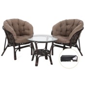 Meble ogrodowe rattanowe Bahama Brown / Cappuccino 2+1 + Pokrowiec na meble ogrodowe 105 x 105 x 80 cm czarny