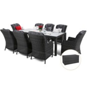 Meble ogrodowe technorattanowe Bristol 230 cm Grey / Grey Melange 8+1 + Skrzynia ogrodowa Lorca Grey