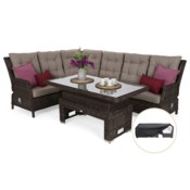 Narożnik ogrodowy technorattanowy Trivento Brown Mat / Brown Melange + Pokrowiec na meble ogrodowe 280 x 230 x 80 cm czarny