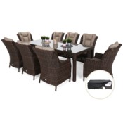 Meble ogrodowe technorattanowe Bristol 230 cm Brown Mat / Brown Melange 8+1 + Pokrowiec na meble ogrodowe 180 x 300 x 70 cm czarny