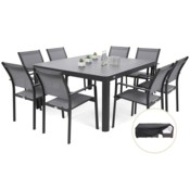 Meble ogrodowe aluminiowe Katania Square Grey / Window Grey 8+1 + Pokrowiec na meble ogrodowe 280 x 230 x 80 cm czarny