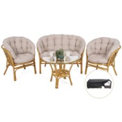 Meble ogrodowe rattanowe Bahama Honey / Cream 3+1 + Pokrowiec na meble ogrodowe 150 x 200 x 70 cm czarny