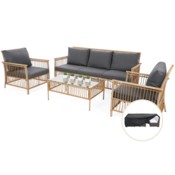 Meble ogrodowe technorattanowe Sycylia Beige / Grey + Pokrowiec na meble ogrodowe 280 x 230 x 80 cm czarny