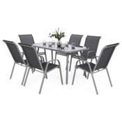 Meble ogrodowe Casablanca 145 cm Silver + Sevilla Silver / Grey 6+1