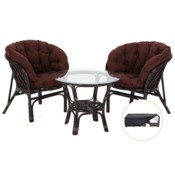 Meble ogrodowe rattanowe Bahama Brown / Brown 2+1 + Pokrowiec na meble ogrodowe 105 x 105 x 80 cm czarny