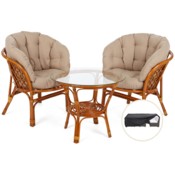Meble ogrodowe rattanowe Bahama Orange / Latte 2+ Pokrowiec na meble ogrodowe 150 x 200 x 70 cm czarny