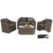 Meble ogrodowe technorattanowe Modena Silk Grey / Melange + Pokrowiec na meble ogrodowe 150 x 200 x 70 cm czarny